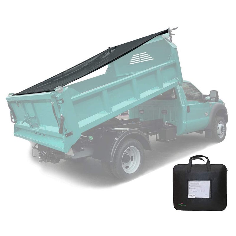 Leaveshade Dump Truck Mesh Tarp 7'X12'-Heavy Duty Dump Trailer Mesh Tarp Cover with 6'' Pocket, No Rust Thicker Copper Eyelets, Reinforced Double Stitch Webbing Ripping Tearing Stop (Black) - Image 1